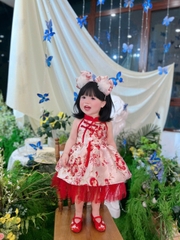 V343-Váy cổ tàu trắng kèm cài nơ (07.16kg)