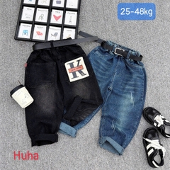 Q297-Quần baggy jean trơn túi K (23.40kg)