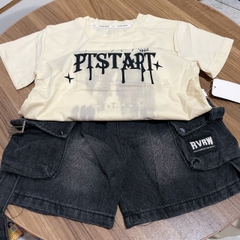 T585-Set áo thun chữ PTS q jean lửng (15.25kg)