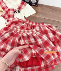 G754-Set áo cún cv caro xoè Đỏ (10.30kg)