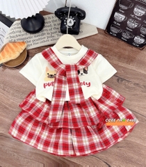 G754-Set áo cún cv caro xoè Đỏ (10.30kg)