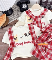 G754-Set áo cún cv caro xoè Đỏ (10.30kg)