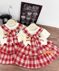 G754-Set áo cún cv caro xoè Đỏ (10.30kg)