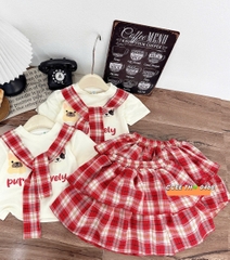 G754-Set áo cún cv caro xoè Đỏ (10.30kg)