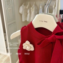 G755-Set áo zip nơ đỏ quần jean trắng (06.28kg)