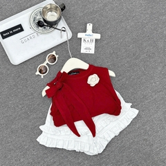 G755-Set áo zip nơ đỏ quần jean trắng (06.28kg)