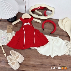 G758-Set áo cổ yếm q bí đỏ kèm cài (08.28kg)