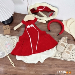 G758-Set áo cổ yếm q bí đỏ kèm cài (08.28kg)