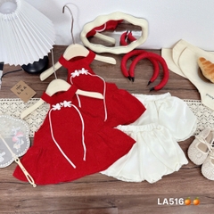 G758-Set áo cổ yếm q bí đỏ kèm cài (08.28kg)