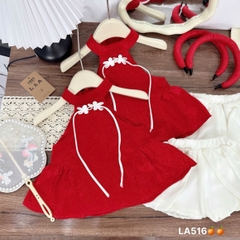 G758-Set áo cổ yếm q bí đỏ kèm cài (08.28kg)