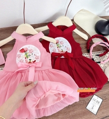 V358-Váy bí phồng cổ yếm kèm nơ cài (08.26kg)