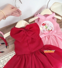 V358-Váy bí phồng cổ yếm kèm nơ cài (08.26kg)