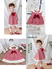 V374-Váy đũi cổ sen nơ nổi xoè (08.16kg)