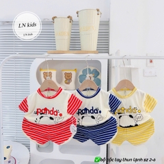B490-Bộ cộc thun lạnh Panda kẻ (05.15kg)