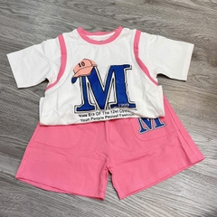 G837-Bộ cotton cộc xịn chữ M hồng (14.25kg)