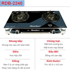 Bếp gas kính đôi Raiden RDB-2240