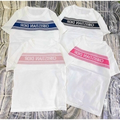 [A029] Áo len thun nữ Montoghi dệt kim Quảng Châu CỔ TRÒN cộc tay PHỐI CHỮ NGANG thanh lịch - L2M (Sale)