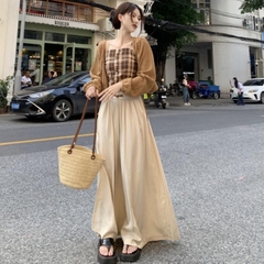 [A217] SET (2 MÓN) áo KHOÁC len lưới kèm áo CARO đính nút thời trang Quảng Châu năng động - L2M