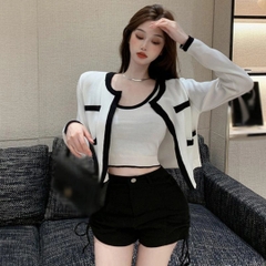 [A031] SET (2 MÓN) áo khoác TAY DÀI kèm áo hai dây Cardigan len dệt kim Quảng Châu cực xinh - L2M