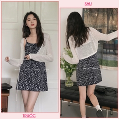[A024] Áo khoác Montoghi len lưới CÓ DÂY NƠ CỔ dáng lửng hàng Quảng Châu siêu xinh dễ phối đồ - L2M  (Hot)