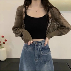 [A023] Áo KHOÁC LEN LƯỚI Cardigan Quảng Châu tay dài mỏng dáng lửng màu sắc xinh xắn dễ phối - L2M (Hot)