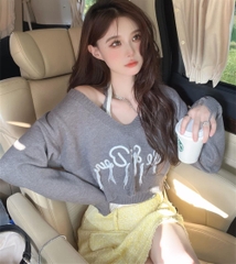 [A194] Set (2 MÓN) áo len thun Montoghi CỔ V TUA RUA tay dài kèm áo YẾM Cardigan dệt kim xinh - L2M  (Hot)