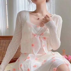 [A004] Áo khoác len mỏng Cardigan Quảng Châu 1 KHUY tay dài dáng ngắn đáng yêu và dễ phối đồ - L2M (Sale)