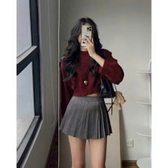 [A247] Áo len Montoghi dệt kim LÔNG THỎ cổ tròn CROPTOP mềm mịn tay dài Quảng Châu xinh xắn - L2M  (Hot)