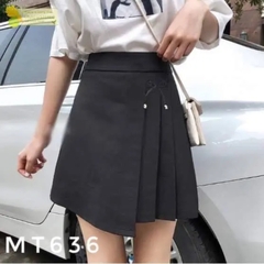 [Q003-2] Quần giả váy nữ XẾP LY ĐÍNH NƠ phối lưng thun co giãn chất tuyết mưa xinh xắn - L2M