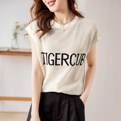 [A009] Áo lưới QC len Montoghi dệt kim Quảng Châu TIGERCUB tay hến cổ tròn mùa hè xinh xắn - L2M (Sale)