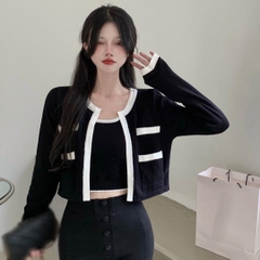 [A031] SET (2 MÓN) áo khoác TAY DÀI kèm áo hai dây Cardigan len dệt kim Quảng Châu cực xinh - L2M