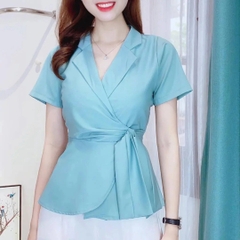 [A015] Áo sơ mi kiểu nữ CỔ POLO có VIỀN và NÚT tay ngắn thời trang thanh lịch sang trọng - L2M (Sale)