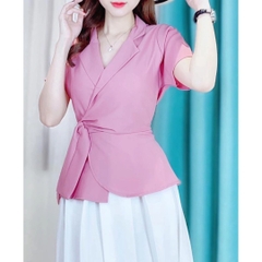 [A015] Áo sơ mi kiểu nữ CỔ POLO có VIỀN và NÚT tay ngắn thời trang thanh lịch sang trọng - L2M (Sale)
