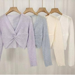 [A316] Áo khoác len Montoghi MỎNG XOẮN GIỮA dệt kim tay dài Quảng Châu phối đồ nhiều kiểu - L2M (Sale)