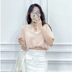 [A035] SET 2 ÁO LIỀN NHAU len thun dệt kim Montoghi Quảng Châu cổ V dáng croptop nhúm eo xinh - L2M  (Hot)