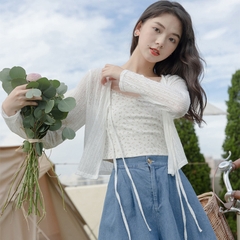 [A175] Áo KHOÁC len nữ Cardigan CỘT 2 DÂY NƠ tay dài mỏng nhẹ dịu dàng