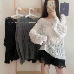 [A441] Áo len LƯỚI montoghi dệt kim MẮC XÍCH HÌNH ELIP form rộng mặc ngoài đi biển dễ phối đồ - L2M (New)