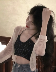 [A024] Áo khoác Montoghi len lưới CÓ DÂY NƠ CỔ dáng lửng hàng Quảng Châu siêu xinh dễ phối đồ - L2M  (Hot)