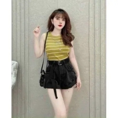 [A008] Áo len thun dệt kim Montoghi Quảng Châu ba lỗ KẺ SỌC dáng vừa TẶNG KÈM VÒNG CỔ CHỮ B - L2M