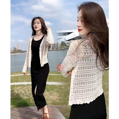 [A207] Áo khoác len LƯỚI HOA CHẤM tay dài dệt kim mỏng nhẹ mặc 2 kiểu Quảng Châu dễ phối đồ - L2M  (Hot)