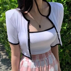 [A077] SET 2 MÓN áo khoác kèm ÁO ỐNG Cardigan dệt kim hàng Quảng Châu cộc tay cực xinh xắn - L2M (Sale)