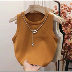 [A007] Áo len thun dệt kim Montoghi Quảng Châu ba lỗ MÀU TRƠN dáng vừa TẶNG KÈM VÒNG CỔ CHỮ B - L2M (Sale)