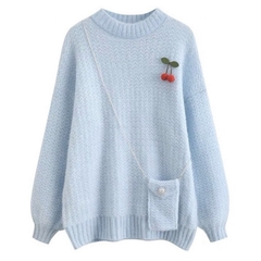 [A087] SET 2 MÓN áo len nữ Montoghi dệt kim THU ĐÔNG có khuy CHERRY kèm TÚI ĐEO CHÉO xinh xắn - L2M (Sale)