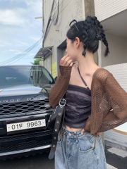 [A024] Áo khoác Montoghi len lưới CÓ DÂY NƠ CỔ dáng lửng hàng Quảng Châu siêu xinh dễ phối đồ - L2M  (Hot)