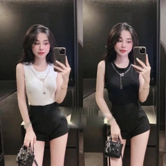 [A007] Áo len thun dệt kim Montoghi Quảng Châu ba lỗ MÀU TRƠN dáng vừa TẶNG KÈM VÒNG CỔ CHỮ B - L2M (Sale)
