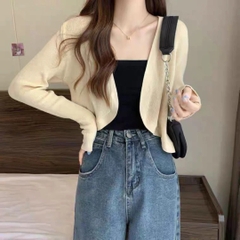 [A014] Áo KHOÁC nhẹ nữ Cardigan len Quảng Châu PHONG CÁCH PHÁP croptop tay dài dễ phối xinh - L2M