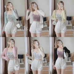 [A004] Áo khoác len mỏng Cardigan Quảng Châu 1 KHUY tay dài dáng ngắn đáng yêu và dễ phối đồ - L2M (Sale)
