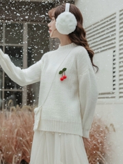 [A087] SET 2 MÓN áo len nữ Montoghi dệt kim THU ĐÔNG có khuy CHERRY kèm TÚI ĐEO CHÉO xinh xắn - L2M (Sale)