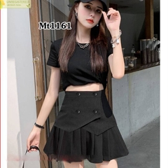 [Q003-3] Quần giả váy nữ 4 NÚT XẾP LY phối lưng thun co giãn chất tuyết mưa sang trọng - L2M
