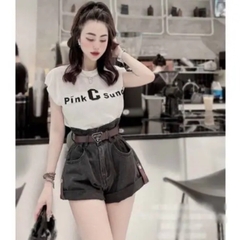 [A041] (2 MÓN) Áo lưới len Montoghi Pink C sund tay hến TẶNG KÈM VÒNG CỔ Quảng Châu mùa hè - L2M